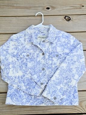 Eddie Bauer Blue & Ivory Floral Jacket Size S